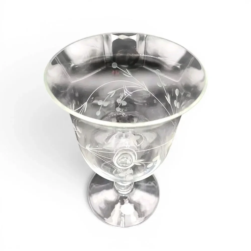 European Collection Etched Glass Goblet Decorative Centerpiece Vase 10in